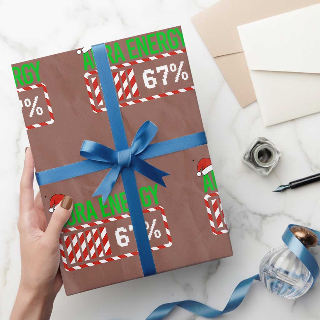 Funny Aura Energy 67 Xmas Wrapping Paper Roll Aura Farming Six Seven Meme Gen Alpha Slang TS11 Mocha Print Your Wear