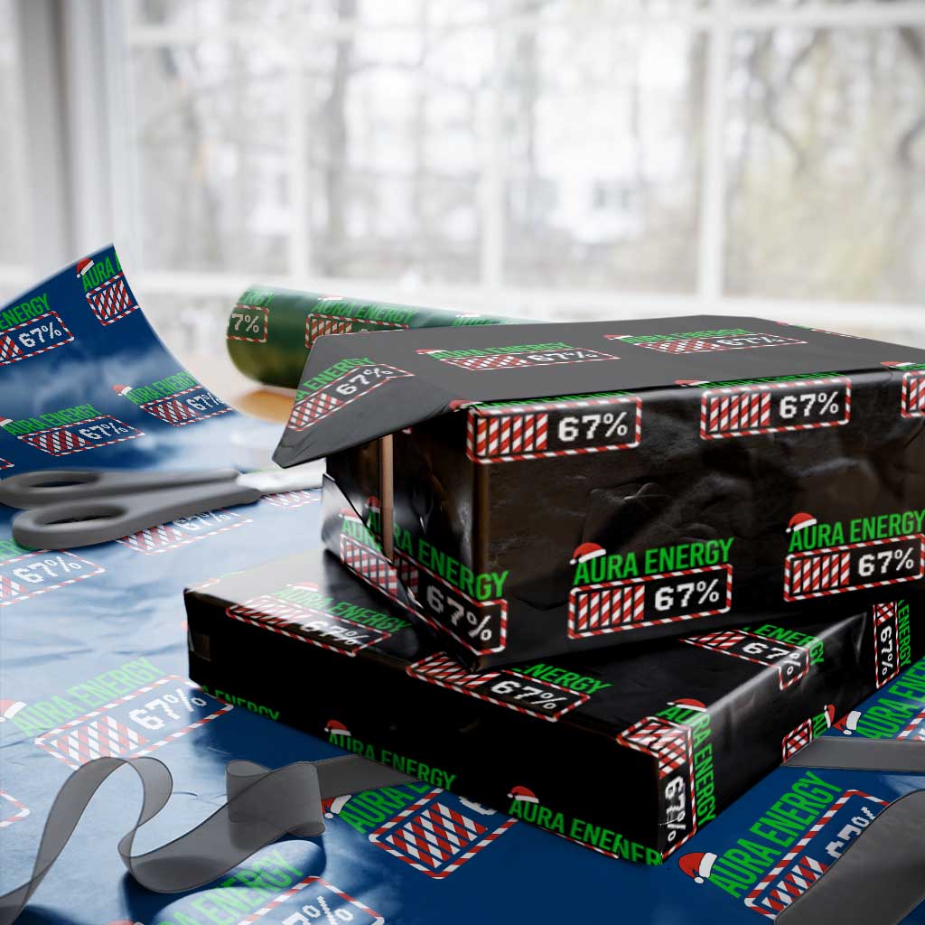 Funny Aura Energy 67 Xmas Wrapping Paper Roll Aura Farming Six Seven Meme Gen Alpha Slang TS11 Black Print Your Wear
