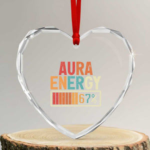 Funny Aura Energy At 67 Heart Crystal Glass Ornament Six Seven Meme Gen Alpha Slang TS11 Transparent Glass 3'' Heart Print Your Wear