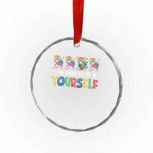 Funny Autism Awareness Dare To Be Yourself Crystal Glass Ornament Dabbing Unicorn TS11 Print Your Wear