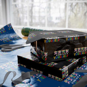 Funny Autism Awareness Dare To Be Yourself Wrapping Paper Roll Dabbing Unicorn TS11 Black Print Your Wear
