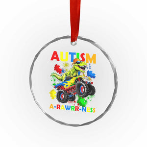 Funny Autism Awareness Dinosaur Crystal Glass Ornament Autism Arawrrness Monster Truck Puzzle Pieces TS11 Print Your Wear