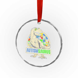 Funny Autism Awareness Dinosaur Crystal Glass Ornament Autismsaurus Puzzle Pieces TS11 Print Your Wear