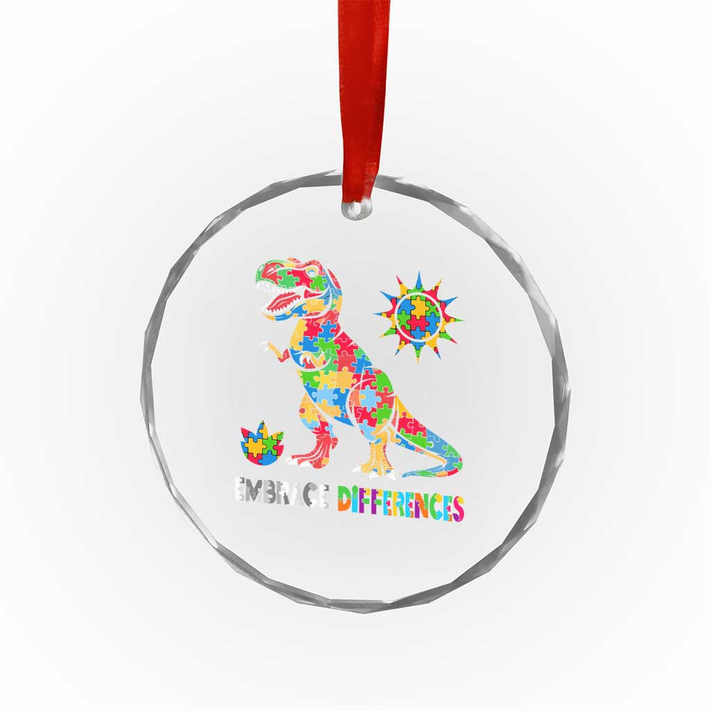 Funny Autism Awareness Embrace Differences Crystal Glass Ornament Puzzle Dinosaur TS11 Print Your Wear
