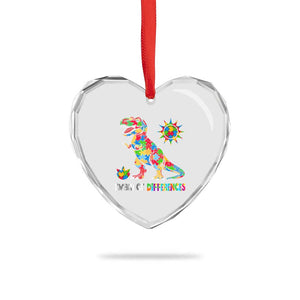 Funny Autism Awareness Embrace Differences Heart Crystal Glass Ornament Puzzle Dinosaur TS11 Print Your Wear