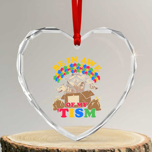 Funny Autism Awareness Heart Crystal Glass Ornament Be In Awe Of My 'Tism Autistic Raccoon Opossum Skunk TS11 Transparent Glass 3'' Heart Print Your Wear