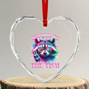 Funny Autism Awareness Racoon Heart Crystal Glass Ornament Rizz Em With The Tism Meme Autistic TS11 Transparent Glass 3'' Heart Print Your Wear