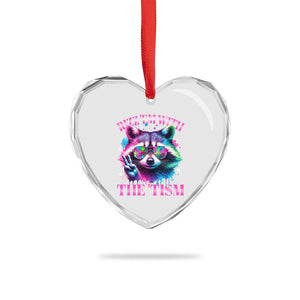 Funny Autism Awareness Racoon Heart Crystal Glass Ornament Rizz Em With The Tism Meme Autistic TS11 Print Your Wear