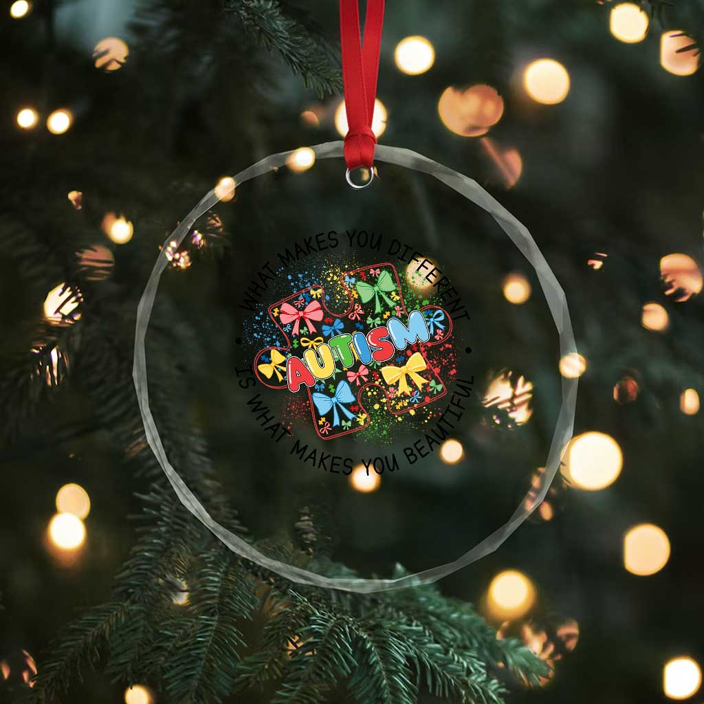 Funny Autism Awareness What Makes You Different Is What Makes You Beautiful Crystal Glass Ornament Coquette Puzzle TS11 Print Your Wear