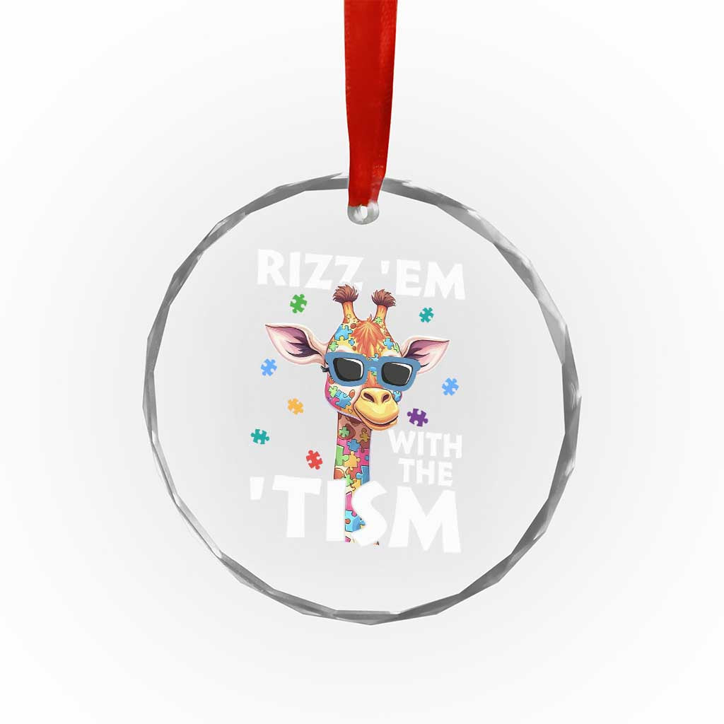 Funny Autism Giraffe Crystal Glass Ornament Rizz Em With The Tism TS02 Print Your Wear