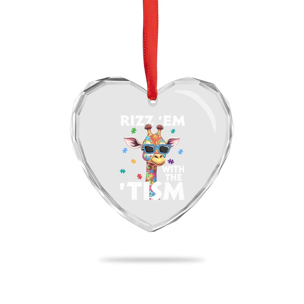 Funny Autism Giraffe Heart Crystal Glass Ornament Rizz Em With The Tism TS02 Print Your Wear