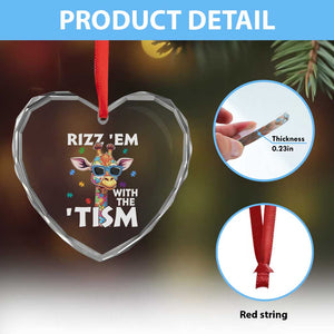 Funny Autism Giraffe Heart Crystal Glass Ornament Rizz Em With The Tism TS02 Print Your Wear