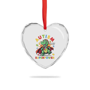 Funny Autism Is My Superpower Heart Crystal Glass Ornament Autism Awareness Autistic Dinosaur TS11 Print Your Wear