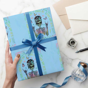 Funny Autism Mama Life Wrapping Paper Roll Some Days I Rock It Some Days It Rock Me Autism Awareness Skeleton TS11 Light Blue Print Your Wear