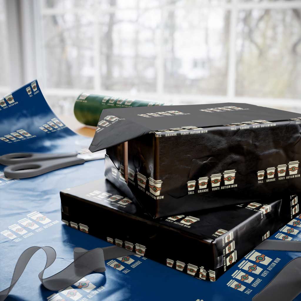 Funny Autism Mom Wrapping Paper Roll Coffee Support Autistic TS02 Black Print Your Wear