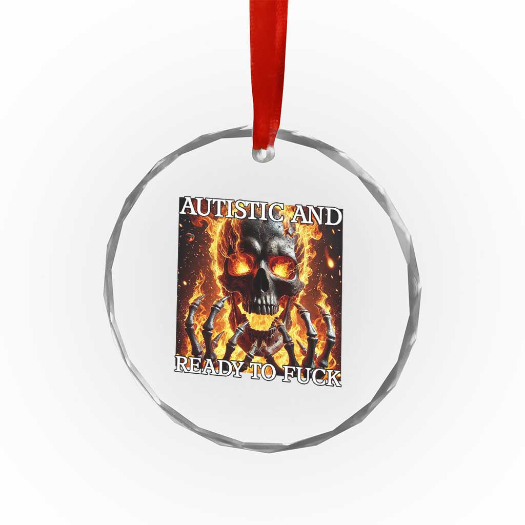 Funny Autistic Fire Skeleton Crystal Glass Ornament Autism Humor Joke TS11 Print Your Wear