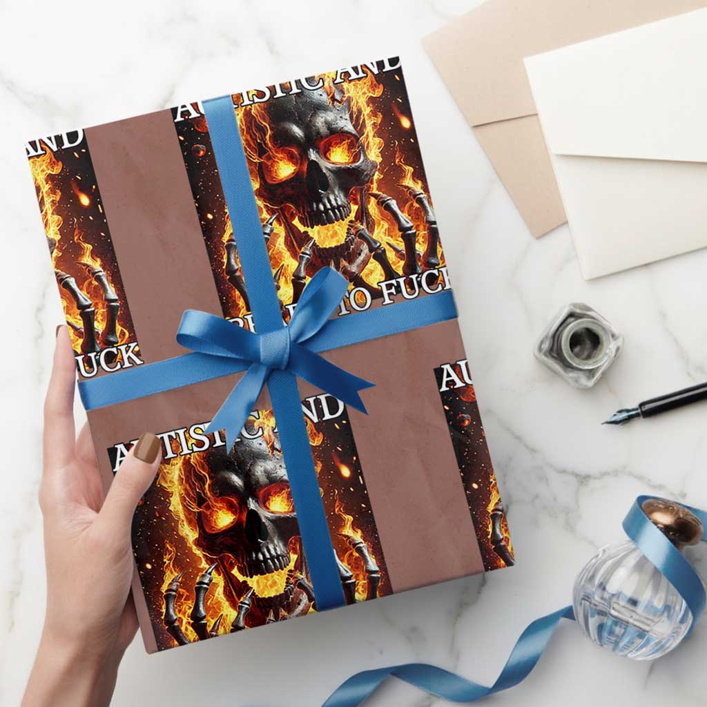 Funny Autistic Fire Skeleton Wrapping Paper Roll Autism Humor Joke TS11 Mocha Print Your Wear