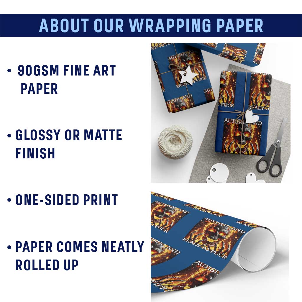 Funny Autistic Fire Skeleton Wrapping Paper Roll Autism Humor Joke TS11 Print Your Wear