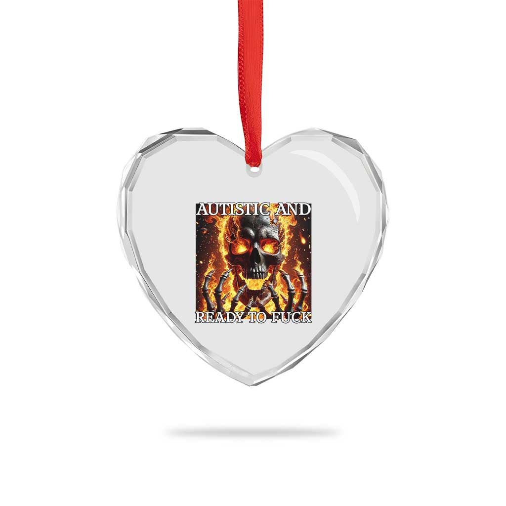 Funny Autistic Fire Skeleton Heart Crystal Glass Ornament Autism Humor Joke TS11 Print Your Wear