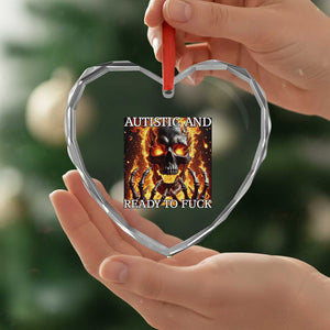 Funny Autistic Fire Skeleton Heart Crystal Glass Ornament Autism Humor Joke TS11 Print Your Wear