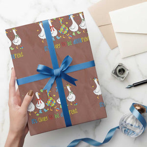 Funny Autistic Goose Wrapping Paper Roll It Is Okay To Be Different Autism Awareness TS11 Mocha Print Your Wear
