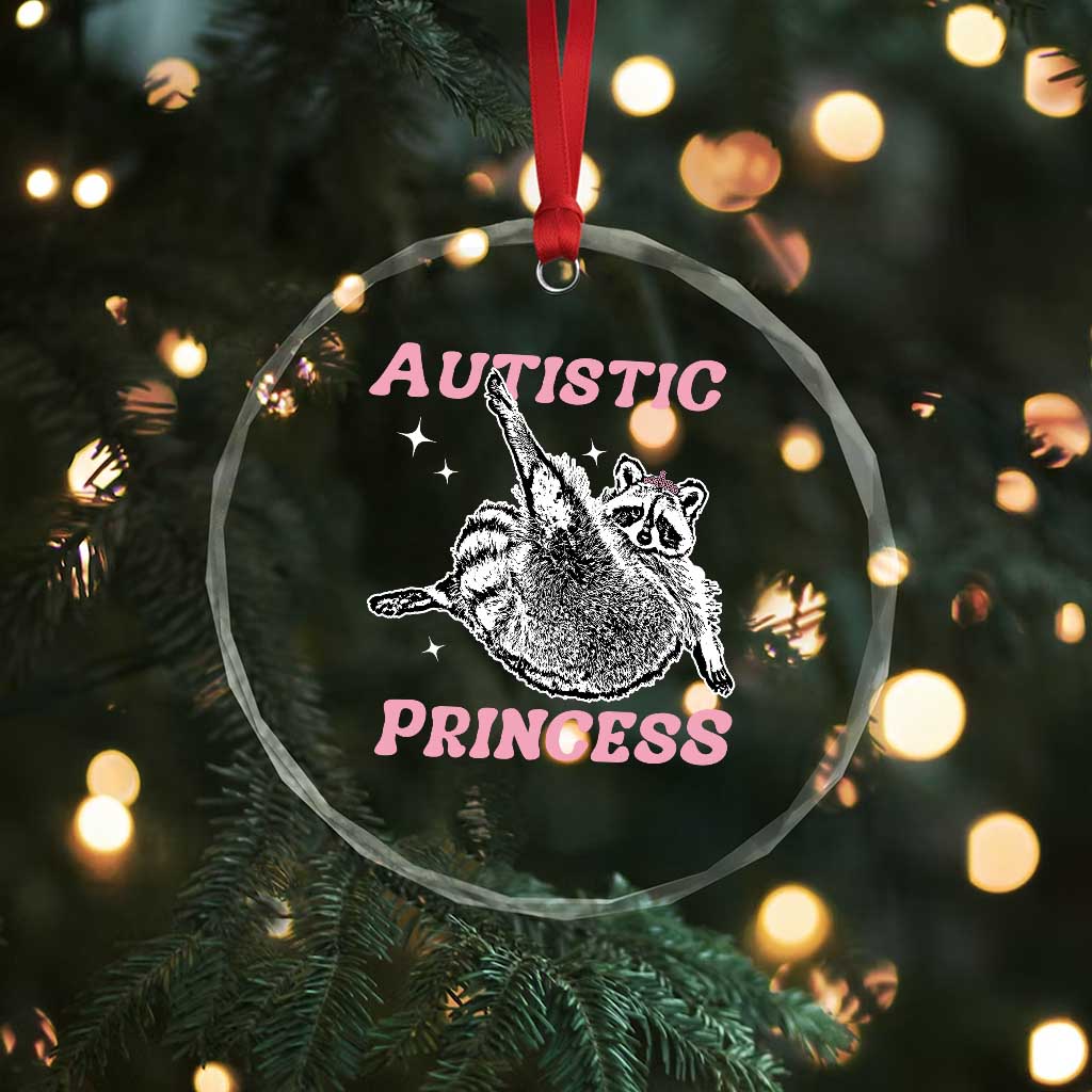 Funny Autistic Princess Crystal Glass Ornament Autism Awareness Raccoon TS11 Print Your Wear