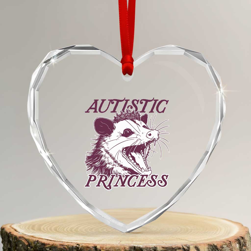 Funny Autistic Princess Heart Crystal Glass Ornament Autism Awareness Opposum TS11 Transparent Glass 3'' Heart Print Your Wear