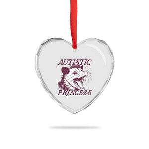 Funny Autistic Princess Heart Crystal Glass Ornament Autism Awareness Opposum TS11 Print Your Wear