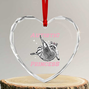 Funny Autistic Princess Heart Crystal Glass Ornament Autism Awareness Raccoon TS11 Transparent Glass 3'' Heart Print Your Wear