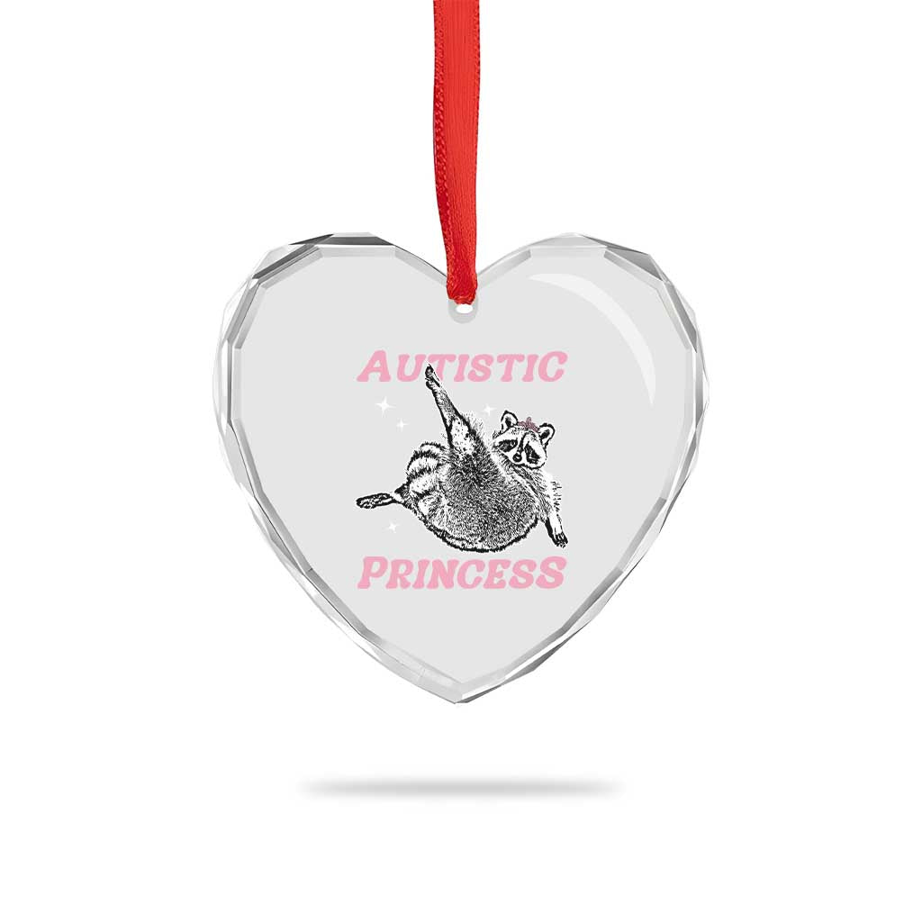 Funny Autistic Princess Heart Crystal Glass Ornament Autism Awareness Raccoon TS11 Print Your Wear
