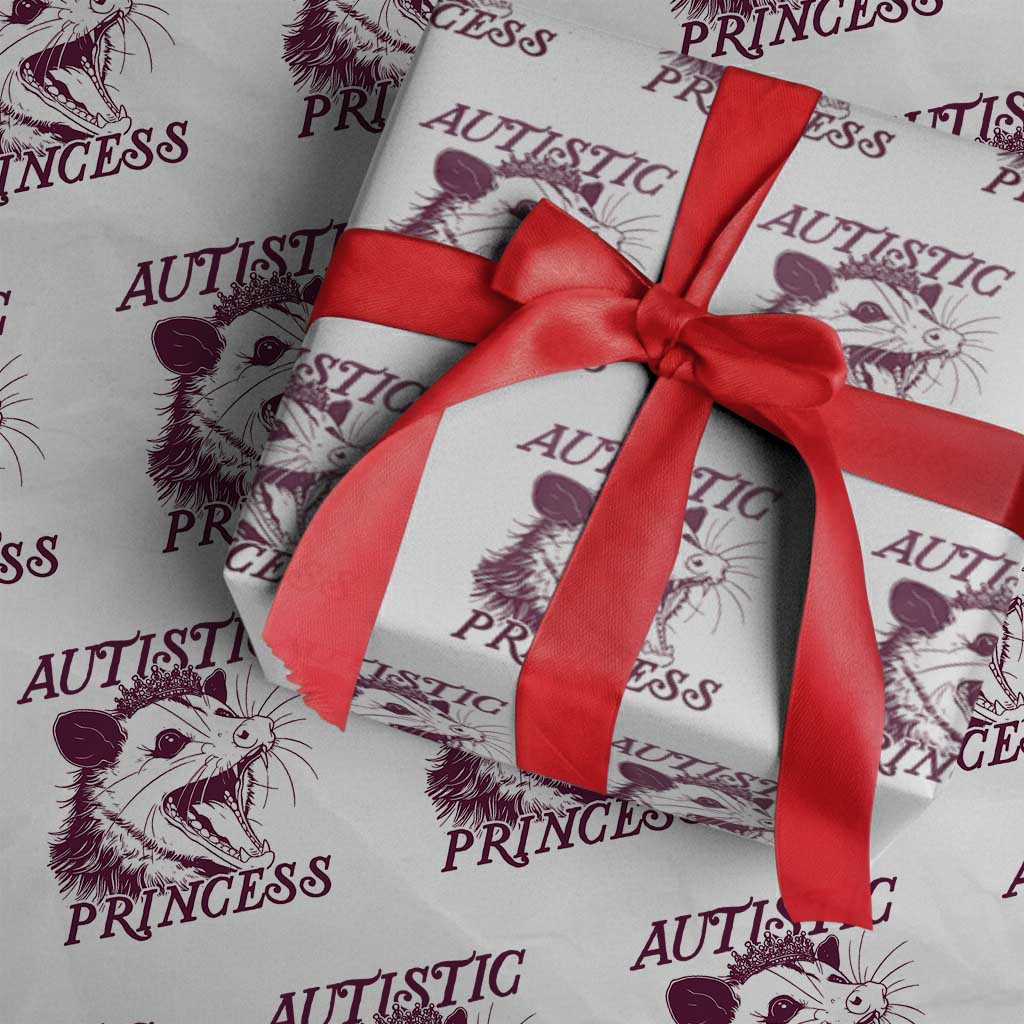 Funny Autistic Princess Wrapping Paper Roll Autism Awareness Opposum TS11 White Print Your Wear