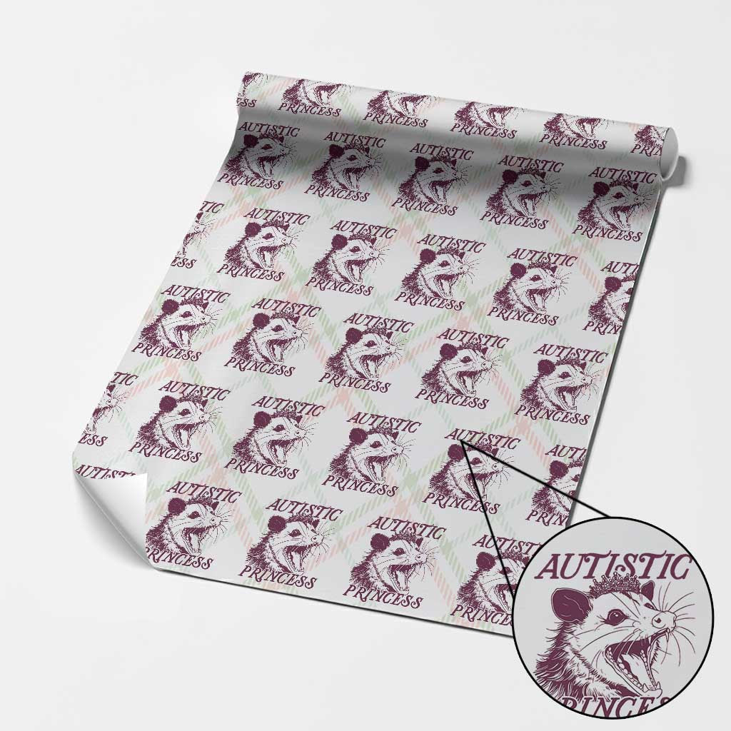 Funny Autistic Princess Wrapping Paper Roll Autism Awareness Opposum TS11 Christmas Plaid Print Your Wear