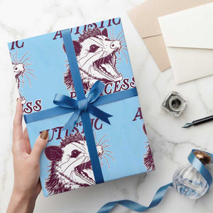 Funny Autistic Princess Wrapping Paper Roll Autism Awareness Opposum TS11 Light Blue Print Your Wear