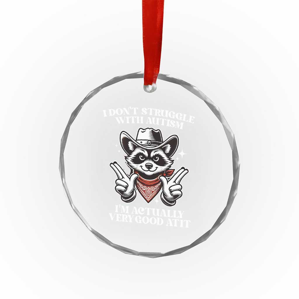 Funny Autistic Raccoon Crystal Glass Ornament I Don't Struggle With Autism TS02 Print Your Wear