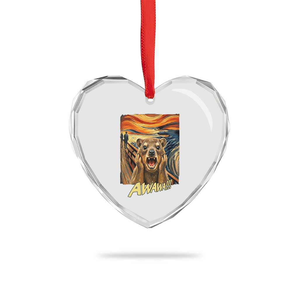 Funny Awawa Hyrax Heart Crystal Glass Ornament The Scream Art Oddly Specific Meme Animal TS11 Print Your Wear