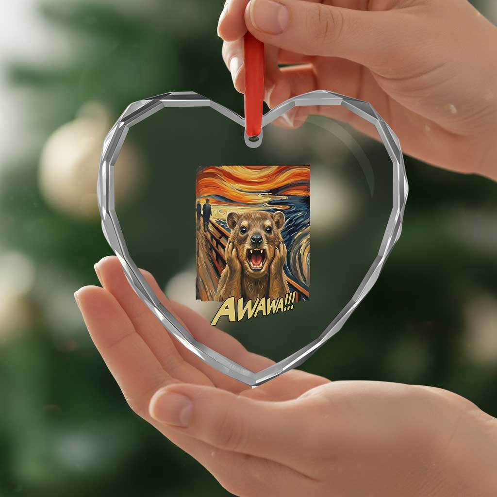 Funny Awawa Hyrax Heart Crystal Glass Ornament The Scream Art Oddly Specific Meme Animal TS11 Print Your Wear