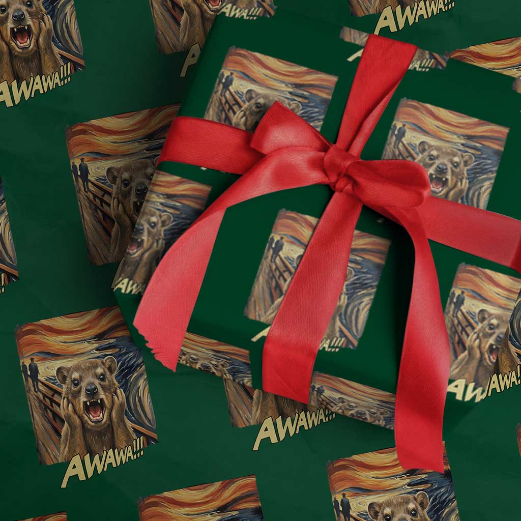 Funny Awawa Hyrax Wrapping Paper Roll The Scream Art Oddly Specific Meme Animal TS11 Green Print Your Wear