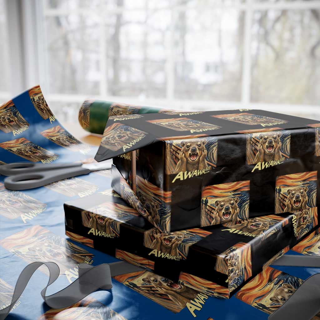 Funny Awawa Hyrax Wrapping Paper Roll The Scream Art Oddly Specific Meme Animal TS11 Black Print Your Wear