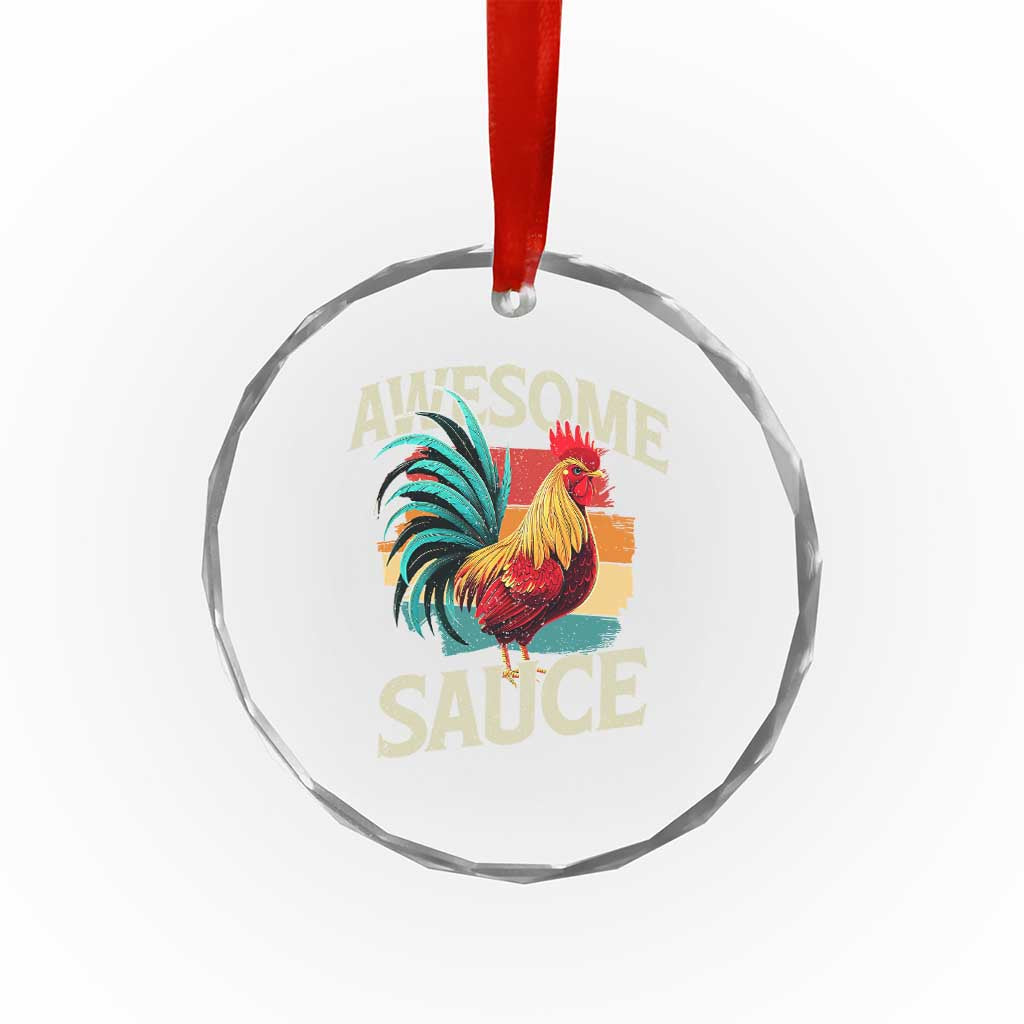 Funny Awesome Sauce Rooster Crystal Glass Ornament Vintage Retro Chicken TS11 Print Your Wear