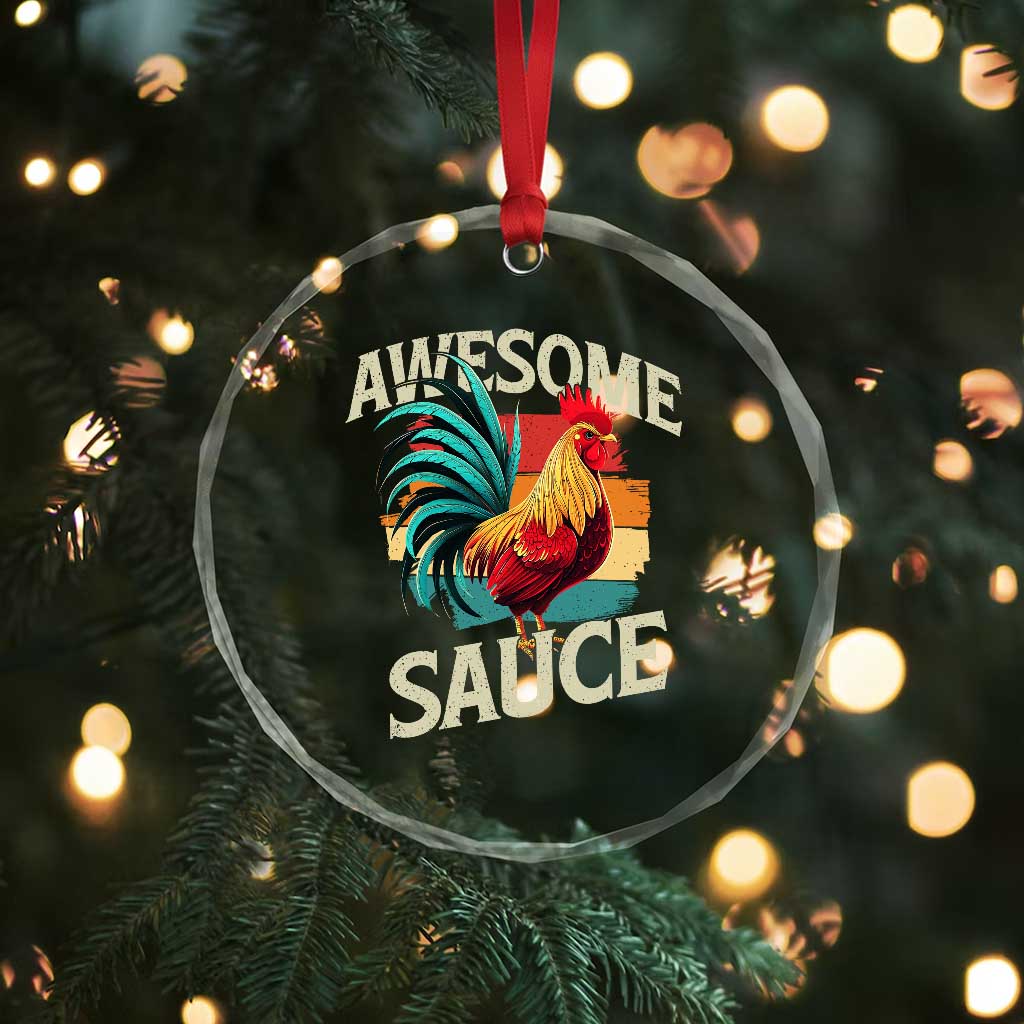 Funny Awesome Sauce Rooster Crystal Glass Ornament Vintage Retro Chicken TS11 Print Your Wear