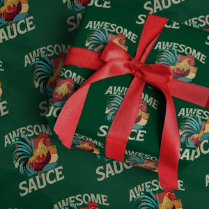 Funny Awesome Sauce Rooster Wrapping Paper Roll Vintage Retro Chicken TS11 Green Print Your Wear