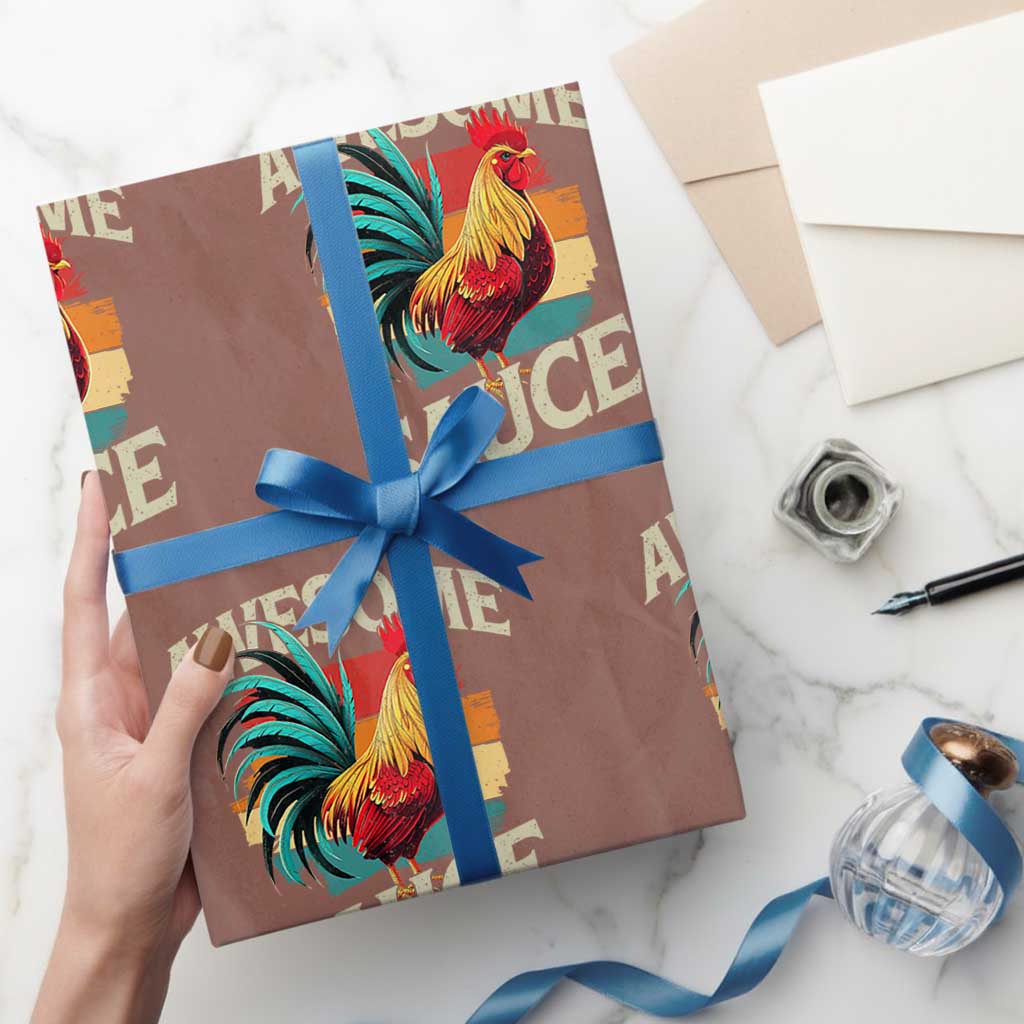 Funny Awesome Sauce Rooster Wrapping Paper Roll Vintage Retro Chicken TS11 Mocha Print Your Wear