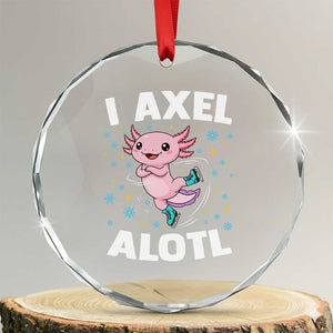 Funny Axolotl Ice Skating Crystal Glass Ornament I Axel Alotl Winter Sport TS11 Transparent Glass 3'' Circle Print Your Wear