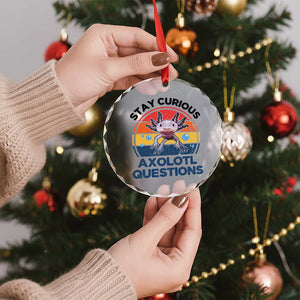 Funny Axolotl Pun Crystal Glass Ornament I Stay Curious Axolotl Question Retro TS02 Print Your Wear