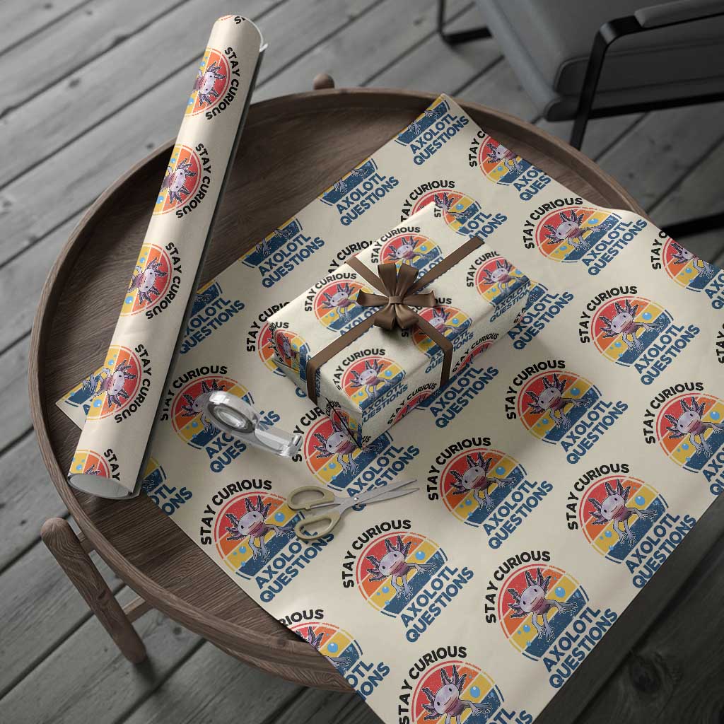 Funny Axolotl Pun Wrapping Paper Roll I Stay Curious Axolotl Question Retro TS02 Beige Print Your Wear