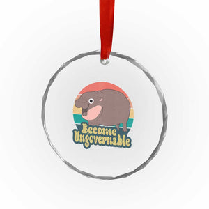 Funny Baby Hippo Moo Deng Crystal Glass Ornament Become Ungovernable Retro TS02 Print Your Wear