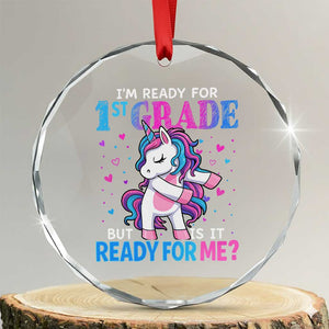 Funny Back To School 1st Grade Crystal Glass Ornament First Grade Unicorn Girls TS10 Transparent Glass 3'' Circle Print Your Wear