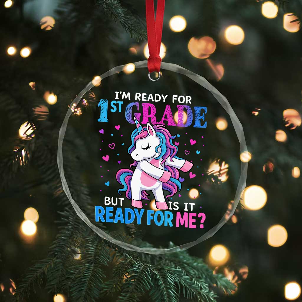 Funny Back To School 1st Grade Crystal Glass Ornament First Grade Unicorn Girls TS10 Print Your Wear