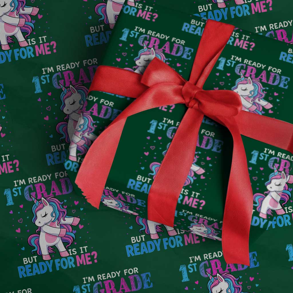 Funny Back To School 1st Grade Wrapping Paper Roll First Grade Unicorn Girls TS10 Green Print Your Wear