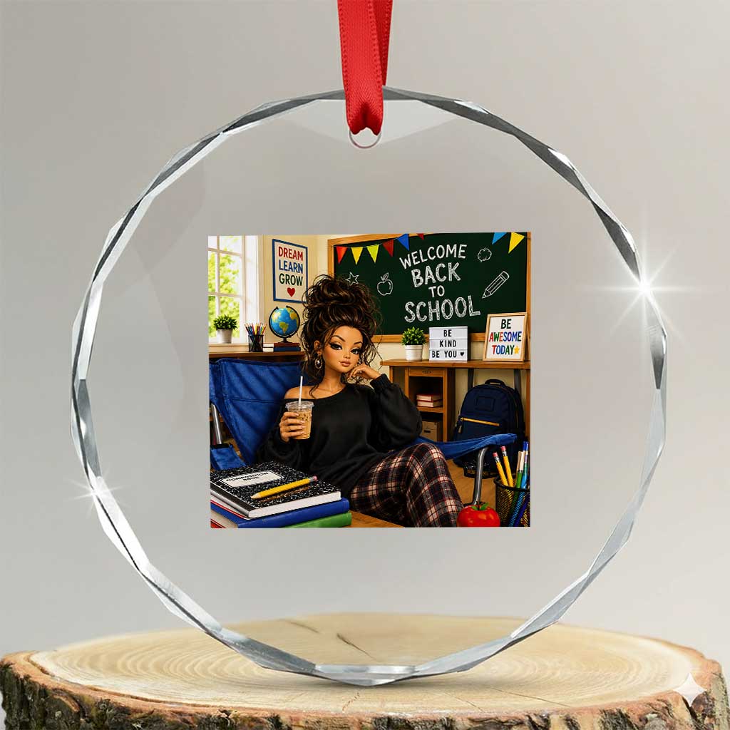 Funny Back To School Doll Face Meme Crystal Glass Ornament Coffee Teacher Gift TS12 Transparent Glass 3'' Circle Print Your Wear